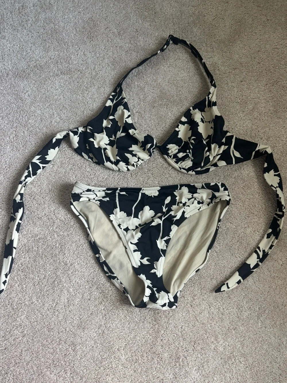 Victoria’s Secret Black & Cream Floral Bikini Set